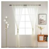 SpaceDresser Basic Rod Pocket Sheer Voile Window Curtain Tiers Ivory 2 Panels 52 Width 84 Inch Long for Kitchen Bedroom Children Living Room Yard(Ivory,52 W x 84 L) - Retail: $9