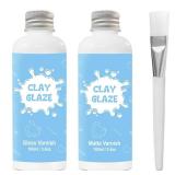 EIGTWEN 2 x 100ml Air Dry Clay Glaze, Gloss & Matte Finish, Prevents Cracking, Scratches, Watertight & Fireproof, Compatible with Clay, Plaster, Metal, Wood, Jewelry & More - Retail: $22