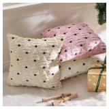 MIULEE Christmas Tree Decorative Pillow Covers Faux Fur Wool Throw Pillows Soft Plush Cushion Covers Set of 2 Xmas Home Decor Winter Holiday for Sofa Couch Livingroom Bed 18x18 Inch Beige - Retail: $1