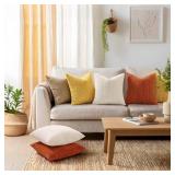 Mecatny Corduroy Decorative Fall Throw Pillow Covers 20x20 Set of 2 for Sofa Living Room, Soft Burnt Orange Neutral Boho Couch Pillow Covers for Home Decor, Rust - Retail: $18