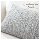 Artscope Lumbar Throw Pillow Cover 16x24 Super Thick Pillow Cover Decorative Boucle Textured Morden Neutral Accent Italian Style Pillowcase for Bedroom Living Room Couch Sofa Home Decor-Blue Grey - Re