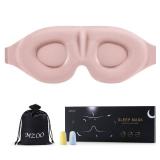 MZOO Luxury Sleep Eye Mask for Side Sleeper Men Women, Zero Eye Pressure 3D Sleeping Mask, Light Blocking Patented Design Night Blindfold, Soft Eye Shade Cover for Travel, Pink - Retail: $15