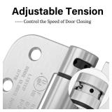 Haidms 3 Pack Self Closing Door Hinges 4 Inch Brushed Nickel Spring Hinge Adjustable Tension with 5/8" Radius Corner for Garage Exterior Interior Door - Retail: $12