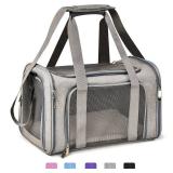 Henkelion Cat Carriers Dog Carrier Pet Carrier For Small / Medium Cats Dogs Puppies (Up To 15lbs), TSA Airline Approved Small Dog Carrier Soft Sided, Collapsible Waterproof Travel Puppy Carrier - Grey