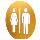 Men and Women Bathroom Sign 7.87 x 7.87 Inch Metal Unisex Restroom Door Signs Decor for Office Businesses Restaurant Home Bathroom Wall Decor Adhesive Backed (Gold) - Retail: $14