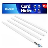 Delamu 56.7in Cord Hider, Cord Covers for Mini Wire on Wall, Paintable Cable Hider Wire Covers for Cords, Self-Adhesive Cable Cover Management, Easy Set-up Wires Hiders for TV, W0.55 H0.4in, White - R