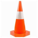 12 inch Traffic Safety Cones with Reflective Collars,[4 Pack]Orange Soccer Training Cones| Parking Cones| Construction Cones|Road Cones for Parking lot, Driveway, Sport and Driving Training. - Retail: