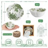 Teenyyou 31 Pack Wedding Favors for Guests Small Ceramic Bowls Bulk Gifts Set 3.3 Inch Sage Green Verdure Design Mini Dipping Bowl Sauce Dish with Cards Box for Party Shower Favor Souvenir
