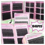 YIDUO Lashes Clusters Kit 1846Pcs Bulk Packs Volume False Eyelash Extensions D Curl Wispy Individual Eyelashes, Volume Studio Effect, Wholesale Large Pack with Glue&Seal|Tweezers|Removers|Cleanser Som