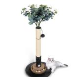 Cat Scratching Post, 35 Inch Tall Cat Scratcher Cat Tree Tower with Hanging Ball for Indoor Cats Adults,Eucalyptus Sisal Rope Kitten Scratch with Interactive Mouse Cat Toy