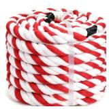 Natural Cotton Rope(1inches x 100ft), 3-Strand Twisted Thick White Red Soft Rope Cord for DIY Crafts Decoration Pet Toys, Indoor & Outdoor Use - Retail: $64