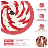 Natural Cotton Rope(1inches x 100ft), 3-Strand Twisted Thick White Red Soft Rope Cord for DIY Crafts Decoration Pet Toys, Indoor & Outdoor Use - Retail: $64