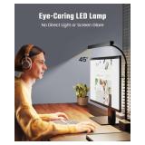 SUPERDANNY LED Desk Lamp for Office Home, Eye-Caring Desk Light with Adjustable Gooseneck, 12W Touch Control Dimmable Brightness, Architect Clamp Lamp with USB Adapter for Reading Study Workbench - Re