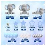 32 PCS Elephant Cake Decoration with Mini Elephant Blue White Pearl Balls for Elephant Theme Birthday Supplies (BLUE) - Retail: $10