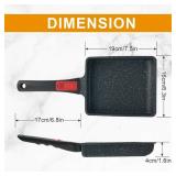 AIKENBBKK Japanese Omelette Pan Tamagoyaki Egg Pan, Omlet Pan Nonstick, Square Frying Pan Non Stick, Induction-Ready, Detachable Handle, PFAS & PFOA-Free, Oven Safe, Black, 7.5 x 6.3 - Retail: $20