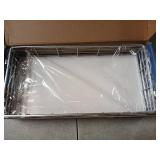 JNFUZ Toilet Paper Basket, 13 Inch Oak and Iron Bathroom Tank Tray Top of Toilet Storage Toiletries Organizer for Bathroom, Living Room and Kitchen (White) - Retail: $23