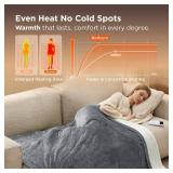 Bedsure Heated Blanket Throw Blanket - Fast Heating Electric Blanket, Soft Flannel Heated Throw with 4 Time Settings, 6 Heating Settings, Warm Gifts for Grandma & Grandpa & Seniors (50"x60", Grey) - R