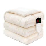 PTQ Premium Heated Throw Blanket 50"x60" - Ultra Cosy Soft Electric Blanket with 8 Heating Levels,Plush Fast Heating Faux Rabbit Fur Blanket for Bed & Couch - Auto Shut Off,Machine Washable (Beige) - 