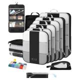 10 Set Compression Packing Cubes for Travel Essentials,Compressible Expandable Packing Cubes for Suitcase,OlarHike Luggage Organizer Bags for Travel,Handy Helper for Organizing Clothes(Black) - Retail