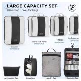 10 Set Compression Packing Cubes for Travel Essentials,Compressible Expandable Packing Cubes for Suitcase,OlarHike Luggage Organizer Bags for Travel,Handy Helper for Organizing Clothes(Black) - Retail