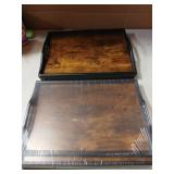 2 Pack Breakfast in Bed Tray for Eating, 16.92 x 12.6 Inch Bed Table Tray with Folding Legs & Handles, Bamboo Food Lap Trays Fits for Adult Kids Eating/TV/Surgery Recovery by Easoger. Set of 2 - Retai