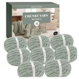 Mellobello Jumbo Chunky Yarn for Hand Knitting - Super Thick Chenille Chunky Yarn for Crocheting - Extra Soft Bulky Fluffy Blanket Big Yarn 8 Jumbo Pack (27yds,8 oz Each Skein) Sage Green - Retail: $3