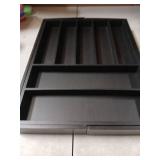 Purawood Bamboo Drawer Organizer - Expandable Silverware Organizer & Utensil Organizer, Cutlery Tray with Dividers, 7-9 Slots - Premium Kitchen Drawer Organizer for Utensils & Flatware (Black) - Retai