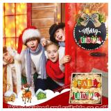 Yuntau 20 Pcs Seasonal Front Door Sign for All Seasons Hanging Interchangeable Holiday Welcome Sign, Rustic Round Wood Wreaths Wall Hanging Outdoor Indoor Farmhouse Front Door Home Decor(Black) - Reta