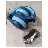 iClever BTH12 Kids Bluetooth Headphones,Colorful LED Lights Kids Headphones Wireless,74/85dBA Safe Volume,85H Playtime,Fast Charging,Bluetooth 5.2,Over Ear,Built-in Mic for iPad/Tablet/Airplane,Blue -