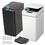 kaylowe Bathroom Automatic Trash Can 2.6 Gallon Touchless Small Trash Cans 2Pack Slim Motion Sensor Smart Garbage Bin for Commercial Office, Bedroom, Bathroom, Living Room, Black White - Retail: $29