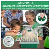 Seed Starter Tray with Grow Light, 5 Packs Plant Starter Tray Seedling Starter Kit with Humidity Domes Base Indoor Greenhouse Mini Propagator Station for Seeds Growing Starting (12 Cells per Tray) - R