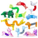 Kabvry Animal Pop Tubes Fidget Toys 10PCS, Easter Egg Fillers, Sensory Toys for Autism & Stress Relief, Easter Basket Stuffers for Kids Toddlers Girls and Boys - Retail: $16