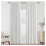 Guken White 100% Blackout Linen Curtains 84 Inch Length 2 Panels Set for Living Room Bedroom Back Tab Thermal Insulated 100% Black Out Drapes Room Darkening Farmhouse Style for Bedroom Curtains 52x84 