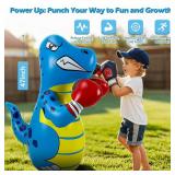Kids Punching Bag 3-8 with Air Pump, Toddler Punching Bags for Kids, Inflatable Dinosaur Toy with Bounce- Back Action, Safe Gifts for Boys & Girls Age 3-5 Add Tossing Game - Retail: $24