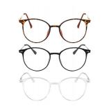 PEYEOISD 3 Pack Retro Round Wire Frame Reading Glasses Women Men, Vintage Blue Light Blocking Reader with Super Light Lenses +2.50 - Retail: $16