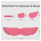 Angel Wing Wrist Rest,Cute Wrist Rest for Keyboard and Mouse,Hand Rests Set Include Ergonomic Keyboard & Mouse Hand Rest and Coaster,Filled Resilient Memory Foam,for Work,Study,Gaming (Pink) - Retail: