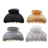4 Pcs Acrylic Hair Claw Clips Glitter Non Slip Hair Barrette Jaw Clamps Ponytail Holder Hair Accessories for Women and Girls (Glitter Sides Need Glued) - Retail: $10