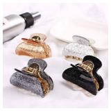 4 Pcs Acrylic Hair Claw Clips Glitter Non Slip Hair Barrette Jaw Clamps Ponytail Holder Hair Accessories for Women and Girls (Glitter Sides Need Glued) - Retail: $10
