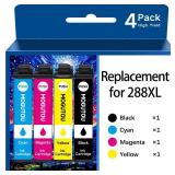 MOGUTOU Remanufactured for 288XL Ink Cartridges for Epson Printer Replacement for Epson 288XL Ink Cartridges Combo Pack T288 XL High Yield for XP-440 XP-446 XP-330 XP-340 XP-430 XP-434 (3 Pack Black Y