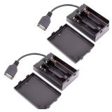 OPSFALCON 3 AA Battery Holder, 3 AA Battery Case Box Holder, 3 x 1.5V AA Battery Holder Case Box with On/Off Switch and Cover, with USB Cable (3AA-Black-2PCS) - Retail: $6