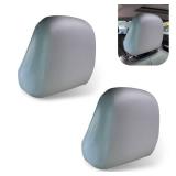 Shakas 2 PCS Cars Headrest Covers, Full Wrap-around Non-marking Fit Anti-scratch Protector, Waterproof Leather Portable Reusable Elastic Dust Cover, for Most Cars Seat Headrest Accessories (Gray #M) -