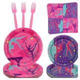 Gymnastics Birthday Party Decorations, Gymnastics Party Plates, Napkins, Forks, Tableware Sets for Gymnastics Party Supplies, Your Little Dance Gymnasts with Gymnastics, Serves 25 (Gymnastics) - Retai