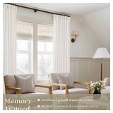 Off White Linen Pinch Pleated Curtains 80 Inches Long 2 Panels for Living Room Bedroom Beige White Textured Linen Pleated Hooks Rings Back Tab Boho Neutral Light Filter Curtain Drapes 80 Inch Length -