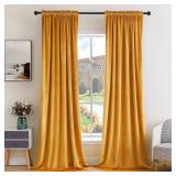 MIULEE Mustard Yellow Velvet Curtains Thermal Insulated Blackout Curtain Fall Drapes for Bedroom Living Room Darkening 84 Inches Long Curtains Panels Rod Pocket Set of 2 52 by 84 by 2 - Retail: $49