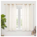 YoungsTex Ivory Linen Curtains 40 Inch Length for Kitchen Window, Short Semi Sheer Drapes Light Filtering with Bronze Grommet Privacy for Cafe Bathroom Windows, 42 x 40 Inch, 2 Panels - Retail: $26