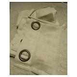 YoungsTex Ivory Linen Curtains 40 Inch Length for Kitchen Window, Short Semi Sheer Drapes Light Filtering with Bronze Grommet Privacy for Cafe Bathroom Windows, 42 x 40 Inch, 2 Panels - Retail: $26