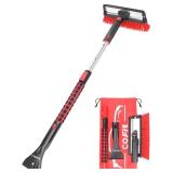 COFIT Car Snow Brush with Ice Scraper and Squeegee 3 in 1, 39" Extendable Cleaning Kit Long Handle, Windshield Snow Removal Tool Scratch Free for SUV Truck RV Window Roof Exterior Wash Supplies, Red -