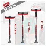COFIT Car Snow Brush with Ice Scraper and Squeegee 3 in 1, 39" Extendable Cleaning Kit Long Handle, Windshield Snow Removal Tool Scratch Free for SUV Truck RV Window Roof Exterior Wash Supplies, Red -