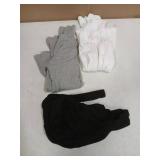 LessonZoo 3 Pack Girls Turtleneck Long Sleeve Shirts Ribbed Knit Cotton Layer Tops Slim Fit Casual Undershirts (Black, White, Light Gray, Large Youth)