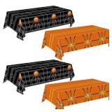 QIYANPAX 4 Pieces Basketball Tablecloth - Basketball Birthday Party Decorations Basketball Table Cloth Soccer Tablecloth Plastic Table Cover for Basketball Party Decorations, 54 x 108 Inch